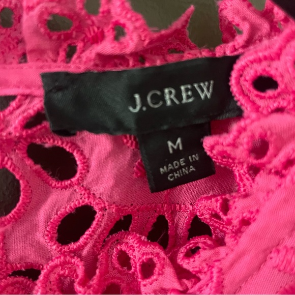 J. Crew Pink Sleeveless Mock Neck Embroidered Eyelet Blouse Size Medium - Picture 3 of 5